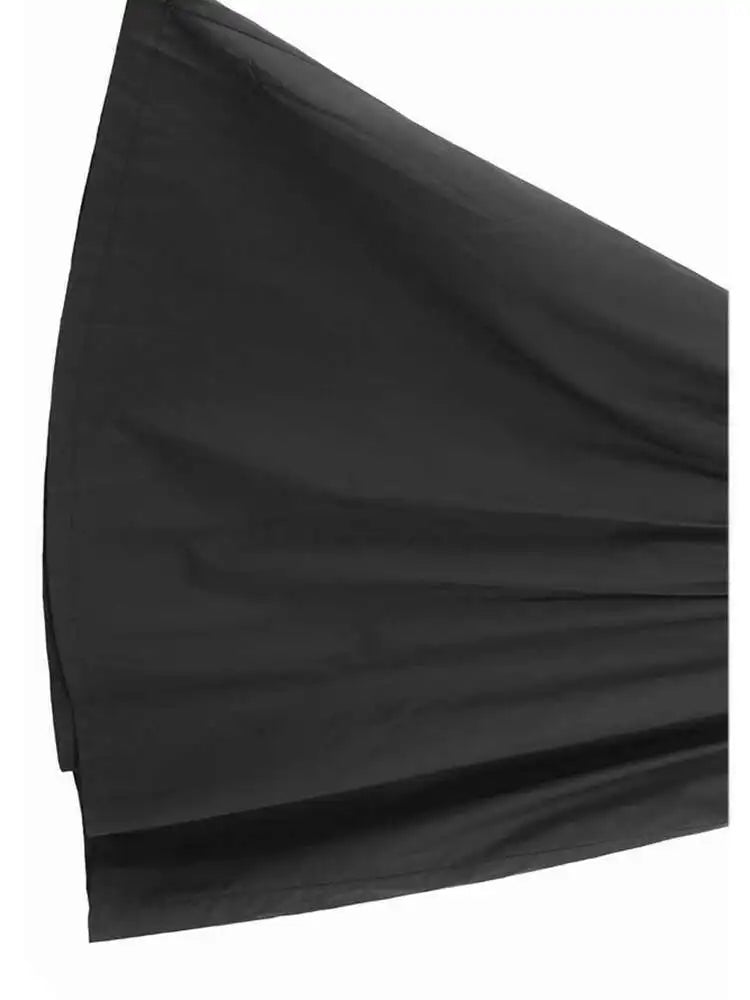 Women Black Ribbons Design Big Size Midi Dress New Round Neck Short Sleeve Fashion Tide Spring Summer 2025 1DH5566