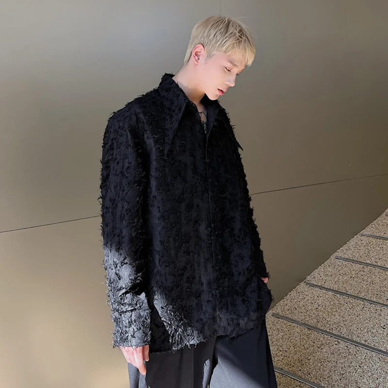 Male Shirts New Personalized Threedimensional Patterned Long Sleeved Shirt Korean Version Trendy Feather Casual Top 9W1280