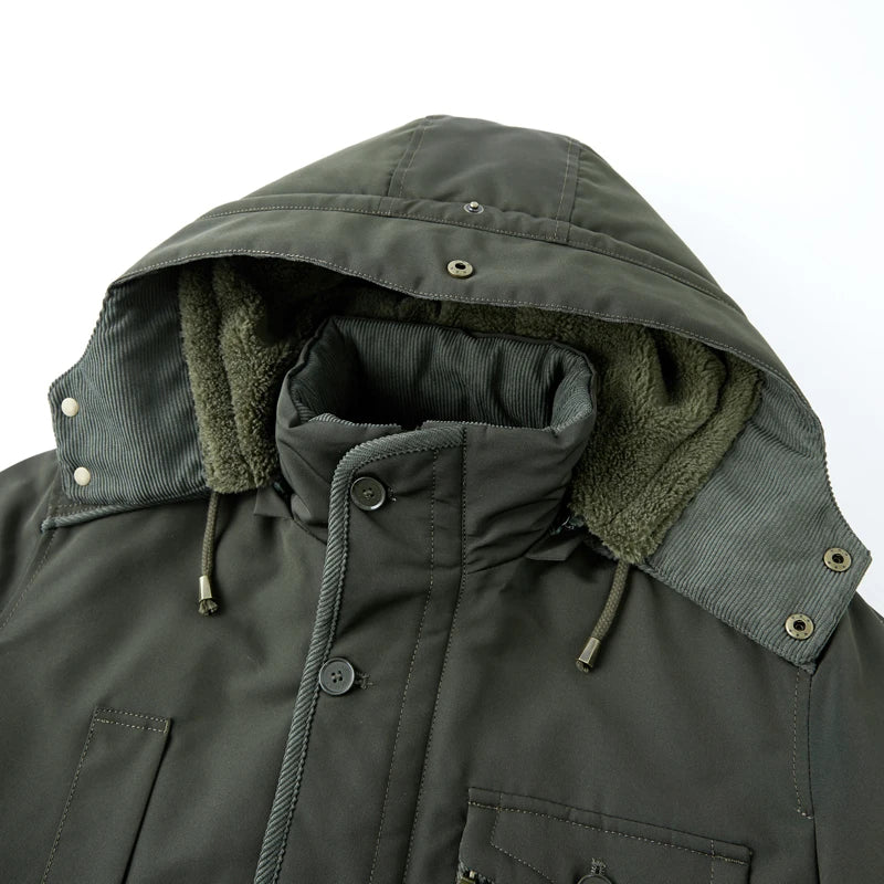 Men Detachable Hooded Parka Fleece Jacket Parkas Men Casual Brand Windproof Parka Coats Outwear Men Autumn Winter Thick Warm