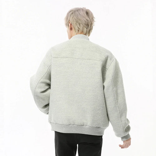 Load image into Gallery viewer, Korean Style Men&#39;s Woolen Jackets Round Collar Thick Zipper Patchwork Quilted Solid Color Casual Male Coats Simple 9C9216
