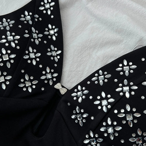 Load image into Gallery viewer, Summer Black Print Hollow Out Backless Party Slip Long Dress Women Sleeveless V Neck Sexy Club Wrapped Hip Dresses Clothes Trend
