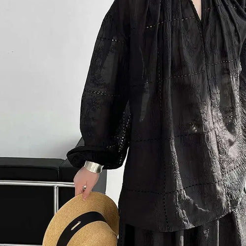 Load image into Gallery viewer, Lace Big Size Shirt Half-body Skirt Two Pieces Suit New Round Neck Long Sleeve Women Fashion Spring Autumn 2025 1DJ0062
