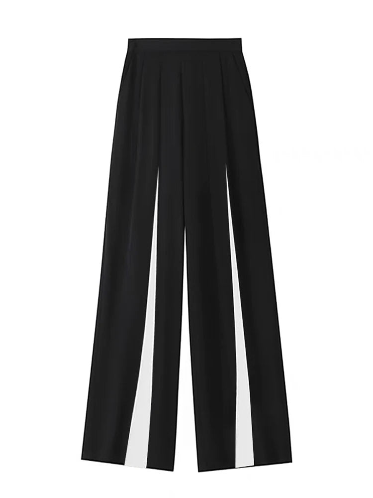 Hit Color Wide Leg Pants For Women High Waist Casual Loose Temperament Trousers Female Fashion Clothing