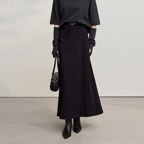 Skirts For Woman 2025 Winter New Commuter Loose Long Knitting A-Line Skirt Wool Solid Versatile Clothing Ladies 12544124