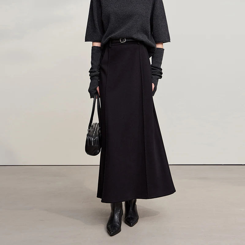 Skirts For Woman 2025 Winter New Commuter Loose Long Knitting A-Line Skirt Wool Solid Versatile Clothing Ladies 12544124