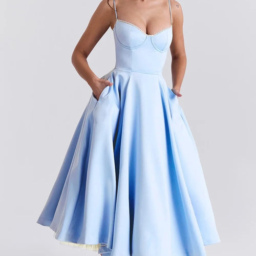 Load image into Gallery viewer, Elegant A-line Backless Sexy Midi Dress For Women Fashion Spaghetti Strap Sleeveless Loose Club Party Sexy Dress New
