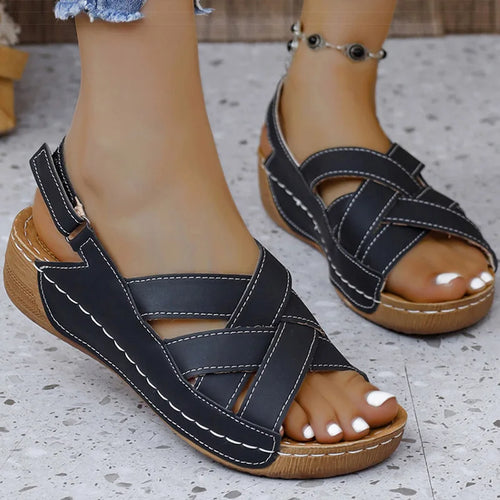 Load image into Gallery viewer, Women&#39;s Sandals Casual Heels Sandals For Summer Shoes Woman Wedges Heeled Sandalias De Mujer Lightweight Summer Footwear Women
