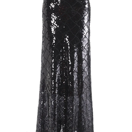 Load image into Gallery viewer, High Waist Black Sequins Shining Floor-Length Elegant Half-body Skirt Women Fashion Tide New Spring Autumn 2025  1DJ0272
