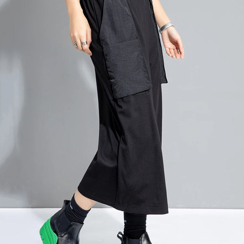 Load image into Gallery viewer, High Elastic Waist Black Spliced False Two Calf-Length Pants New Trousers Women Fashion Tide Spring Autumn 2025 1DJ0909
