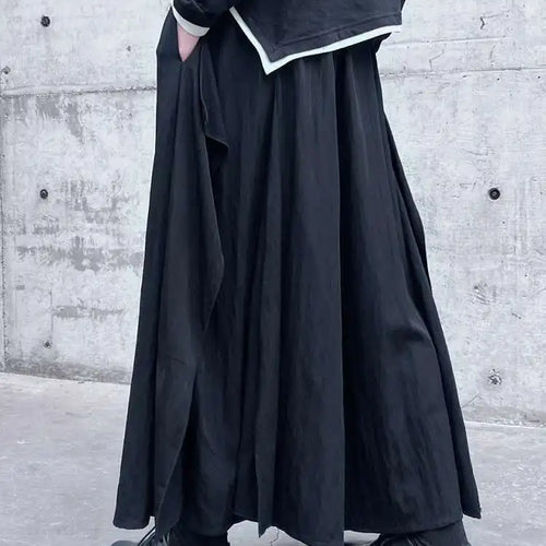 Load image into Gallery viewer, High Elastic Waist Black Irregular Spliced Long Wide Leg Pants New Trousers Women Fashion Tide Spring Autumn 2025 1DH5094
