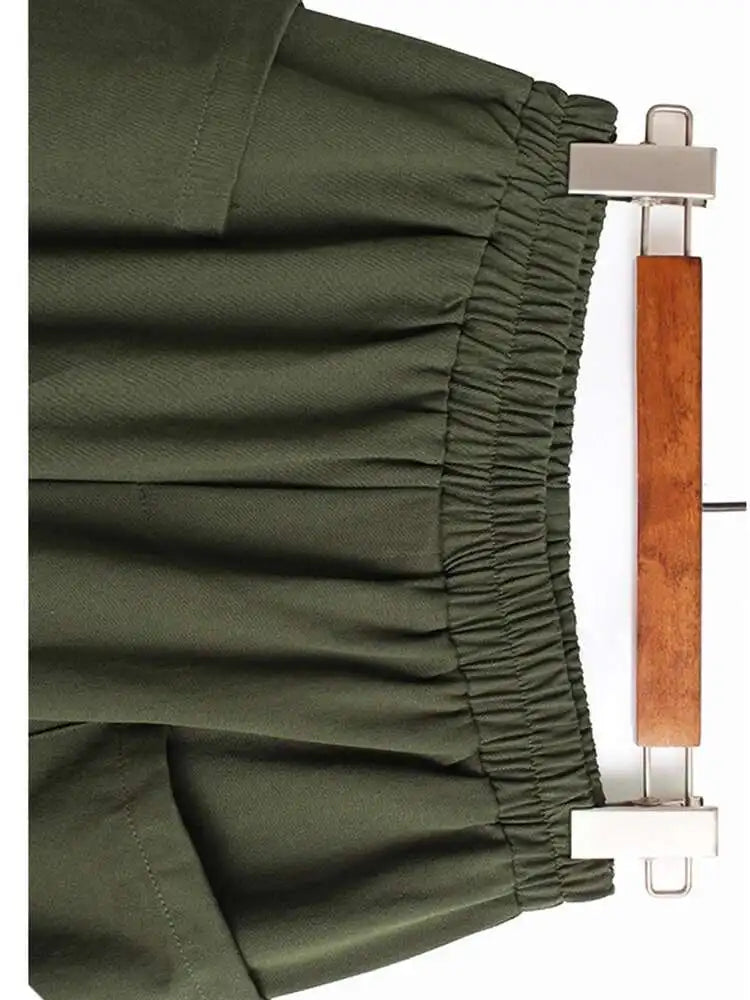 High Elastic Waist Army Green Casual Pocket Long Harem Pants New Trousers Women Fashion Tide Spring Autumn 2025 1DH6194
