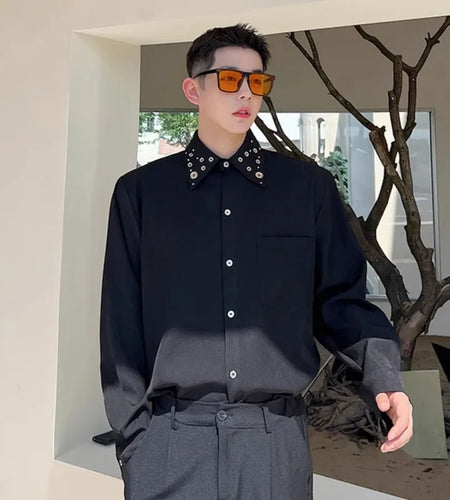Korean Male Long Sleeve Shirts New Multi Metal Buckle Niche Design Turn-down Collar Stylish Menwear Spring Clothing 9W1401