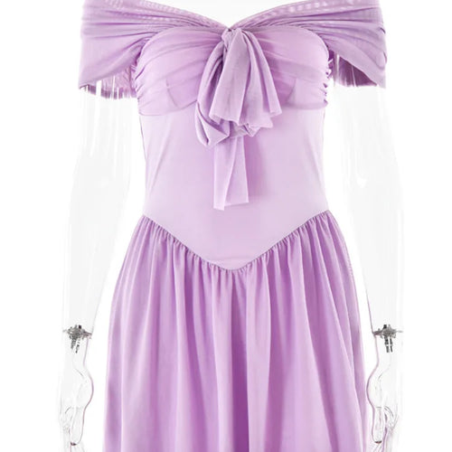 Load image into Gallery viewer, Sexy One Shoulder Mesh Lace Up Pleated Skirt For Women's Dress Bodycon Short Skirt Backless Vestidos Elegant Partywear
