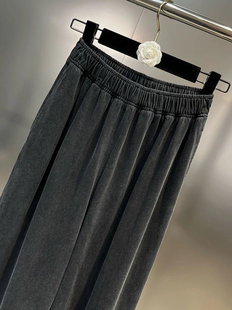 Solid Trousers For Women High Waist Minimalist Casual Loose Wide Leg Pants Female Fashion Style Clothing