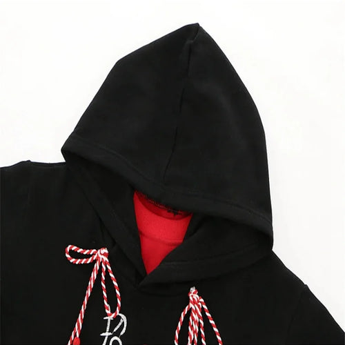 Load image into Gallery viewer, Harakuju Letter Embroidery Hoodies Winter Fleece Thick Long Sleeve Hooded Sweatshirts Sweet Style Pullover Tracksuits
