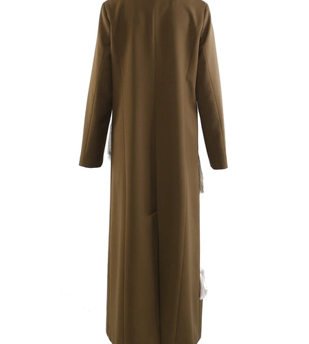 Women Army Green Color-block Tassels Big Size Blazer New Lapel Long Sleeve Jacket Fashion Tide Spring Autumn 2025 1DJ1290