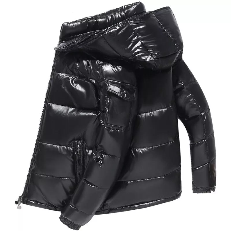 Plus size Men parkas Puffer Jackets Bubble Padded Clothes Solid Detachable Hat Warm Black Waterproof Jackets Man Down Coats