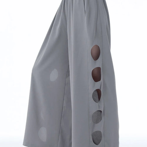 Load image into Gallery viewer, High Elastic Waist Gray Side Hollow Out Long Wide Leg Pants New Trousers Women Fashion Tide Spring Autumn 2025 1DJ1255
