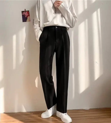 Suit Pants Men Hanging New Tide Straight Wide Leg Trousers Spring Style Loose Casual Male Solid Color Pant Summer 9W1213