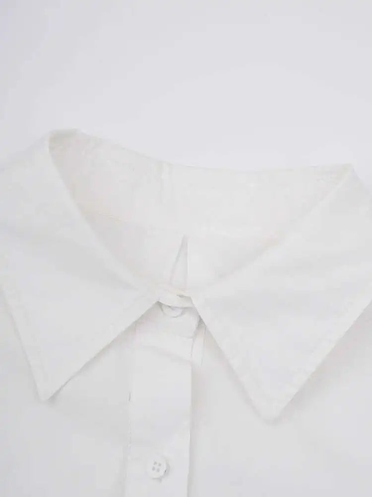 Women White Hem Elastic Big Size Elegant Blouse New Lapel Long Sleeve Shirt Fashion Tide Spring Autumn 2025 CPDB215