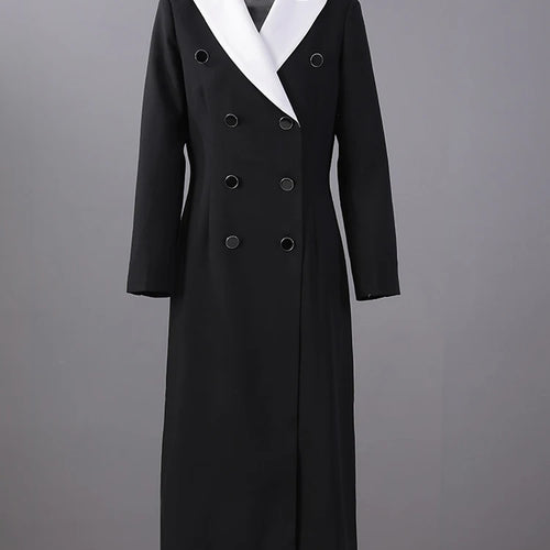 Load image into Gallery viewer, Women Color-block Double Breasted Long Elegant Blazer New Lapel Long Sleeve Jacket Fashion Spring Autumn 2025 7AB6826
