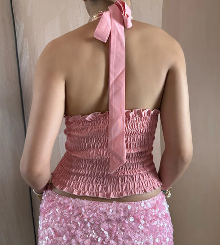 Women Sequin Tops y2k Clothes Floral Sleeveless V Neck Open Back Smocked T Shirts Vest 2000s Clothing Streetwear