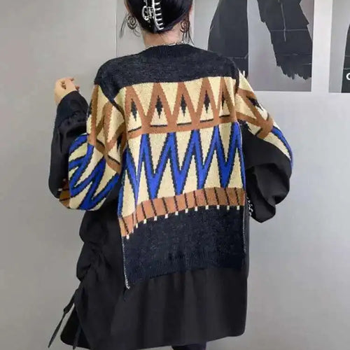 Load image into Gallery viewer, Pattern Denim Big Size Knitting Sweater Round Neck Long Sleeve Women Pullovers New Fashion Spring Autumn 2025  1DH0152
