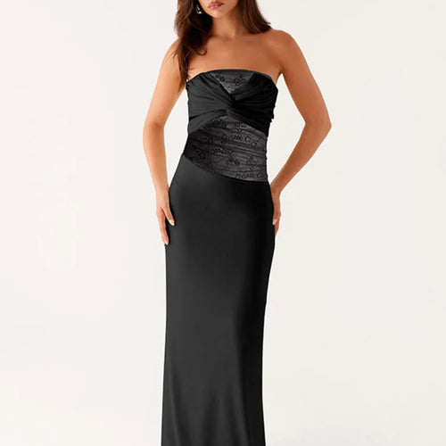 Load image into Gallery viewer, Off-shoulder Backless Sexy Maxi Dress Women Gown Fashion Patchwork See Through Lace Sleeveless Beach Long Dress 2025
