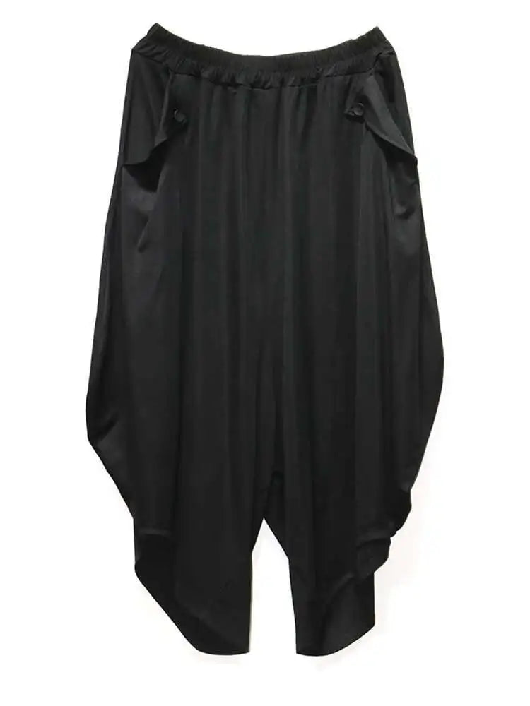 High Elastic Waist Black Brief Long Casual Wide Leg Pants New Trousers Women Fashion Tide Spring Autumn 2025 1DJ0218