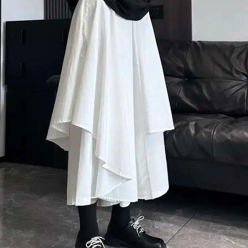 Load image into Gallery viewer, High Elastic Waist Beige Irregular Layers A-line Half-body Skirt Women Fashion Tide New Spring Autumn 2025 1DH5521
