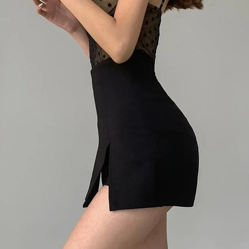 Load image into Gallery viewer, Sexy Split Shorts Skirt Women&#39;s Office Ladies Suit Skirt Summer New Black Mini A-line Pants Skirt High Waist Wide Leg Shorts
