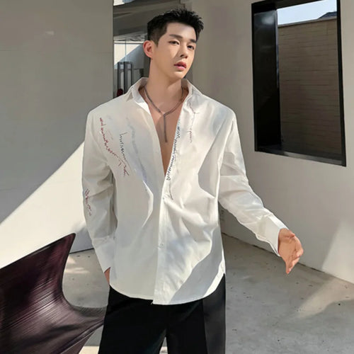Load image into Gallery viewer, Niche Design Men&#39;s Shirts Colored Line Decoration Turn-down Collar Casual Male Long Sleeve Shirt Casual Personalized 9C4969
