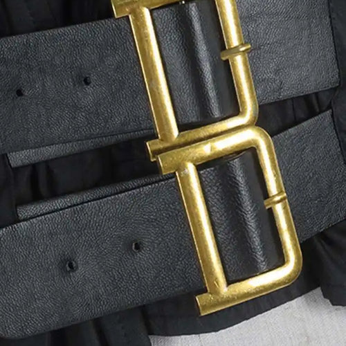 Load image into Gallery viewer, Women Black Irregular Shirt Dress New Lapel Lartern Long Sleeve Belt Waist Loose Fashion Tide Spring Autumn 2025 1DH2257
