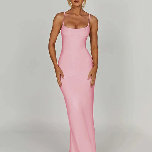 Load image into Gallery viewer, Spaghetti Strap Backless Bodycon Maxi Dress Women Autumn New Thickened Fabric Sleeveless Club Party Sexy Long Dress
