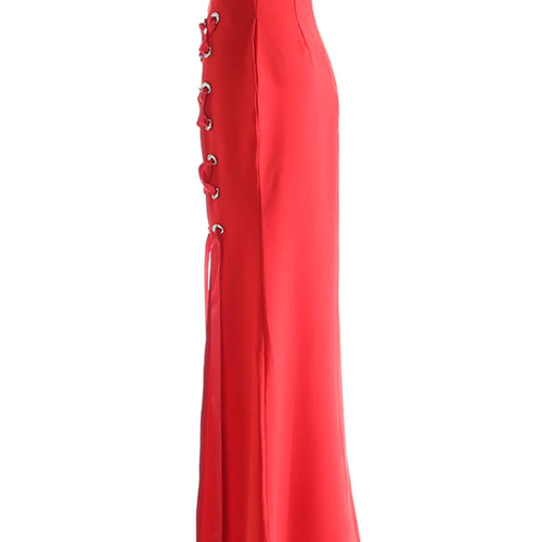 Load image into Gallery viewer, High Waist Black Bandage Slit Chiffon Long Mermaid Half-body Skirt Women Fashion Tide New Spring Autumn 2025 1DJ0911
