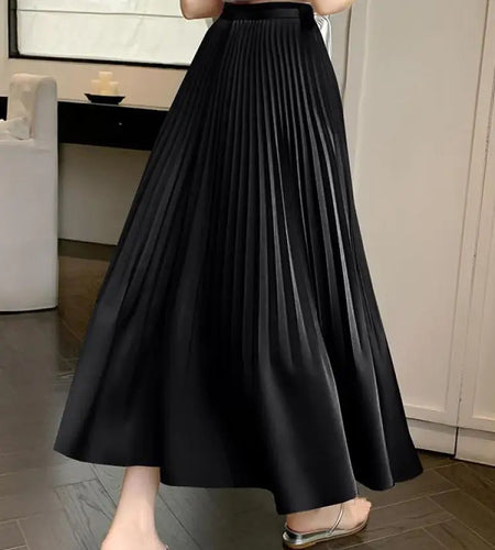 Spring Summer New Women Solid Office Elegant Long Skirt French Fashion High Waist Vacation Pleated Half Skirt Popular Streetwear