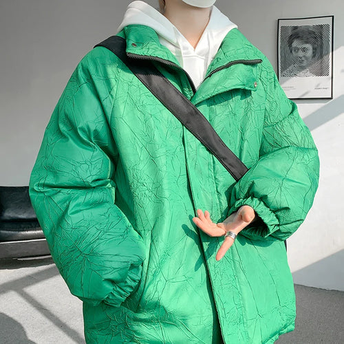 Load image into Gallery viewer, Print Stand Collar Men&#39;s Cotton Coat Zipper Solid Color American Style Thickened Male Padded Jacket Autumn Winter 9C8851

