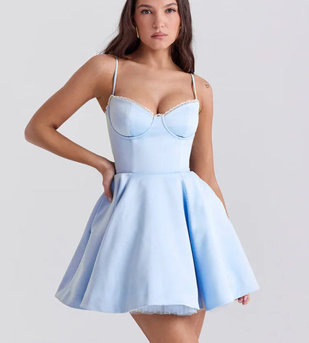 Spaghetti Strap Women Camisole Dress Slim Backless Princess Fluffy Skirt Double Layered Sexy Dress Summer Sweet Vestidos