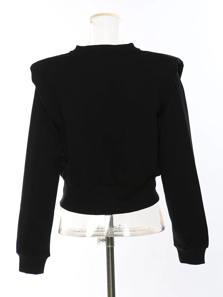 Loose Fit Gray Pleated Shaped Sweatshirt New Round Neck Long Sleeve Women Big Size Fashion Tide Spring Autumn 2025 1DF5202