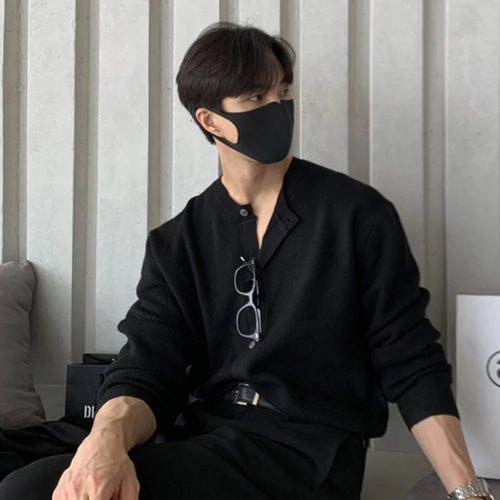 Load image into Gallery viewer, Men's Sweater Knitted Cardigan New Korean Style Solid Color Round Neck Trendy Single Breasted Male Casual Top 9W1815
