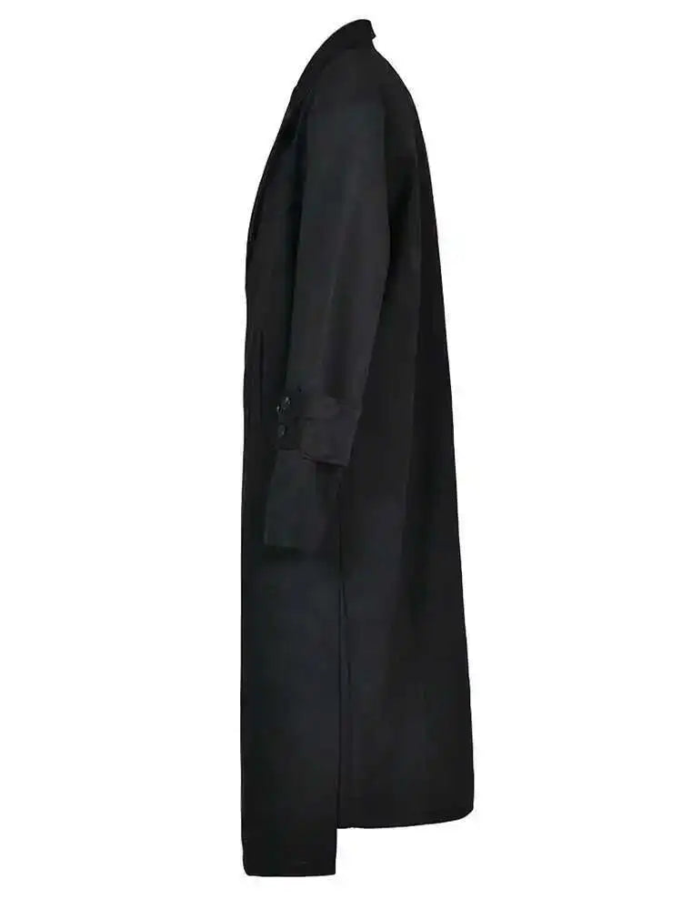 Women Beige Double Layers Big Size Long Casual Trench New Lapel Long Sleeve Windbreaker Fashion Spring Autumn 2025 1DH1465