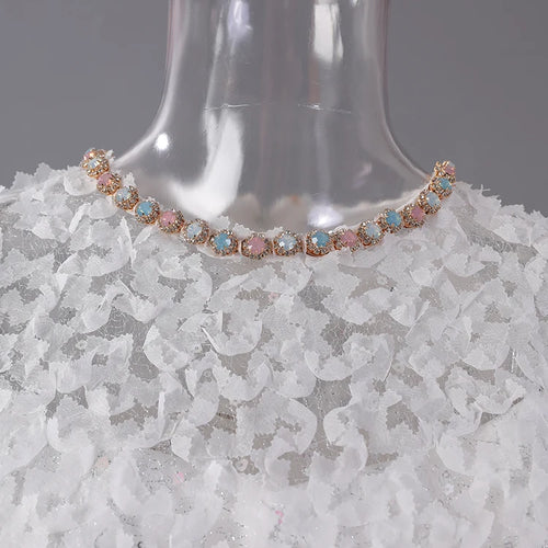 Load image into Gallery viewer, Women White Lace Rhinestones Elegant Slim Mini Dress New Round Neck Short Sleeve Fashion Tide Spring Summer 2025 CPG2980
