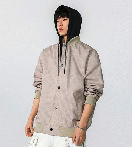Men's Hooded Jacket Spring New American Fake Two-piece Patchwork Multip Pocket Trendy High Street Menwear 2025 9W1275