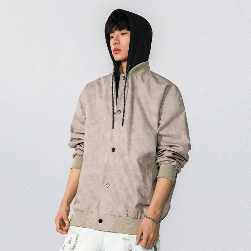 Men's Hooded Jacket Spring New American Fake Two-piece Patchwork Multip Pocket Trendy High Street Menwear 2025 9W1275
