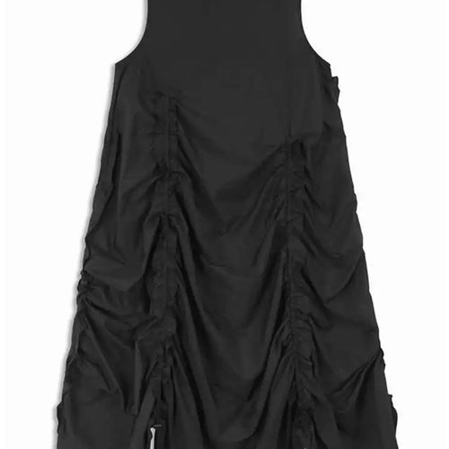 Load image into Gallery viewer, Women Black Irregular Drawstring Big Size Long Dress New Round Neck Sleeveless Fashion Tide Spring Summer 2025 1DH6574
