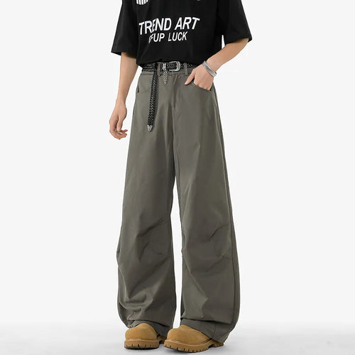 Load image into Gallery viewer, Spring Male Casual Pants New Korean Fashion Solid Color Floor Design Trousers Wide Leg Trendy Menwear Overalls 2025 9W1394
