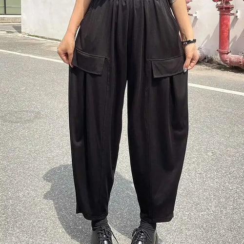 Load image into Gallery viewer, High Elastic Waist Black Brief Pocket Casual Harem Pants New Trousers Women Fashion Tide Spring Autumn 2025 1DJ0607
