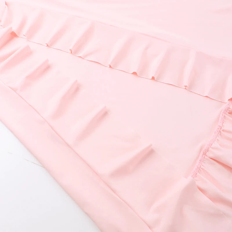 Elegant Sleeveless Ruffles Sexy Long Dress For Women Summer New Deep V Neck Backless Thigh High Split Maxi Dress