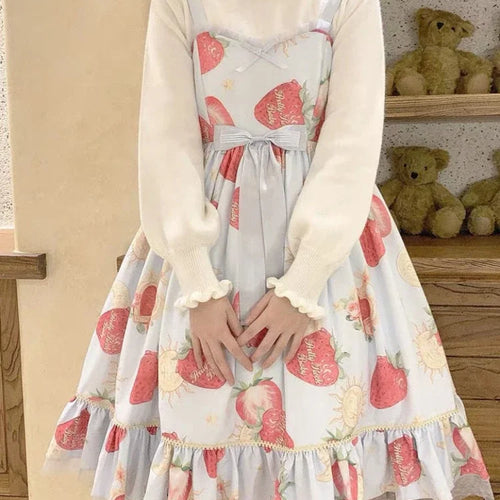 Load image into Gallery viewer, Kawaii Ruffle High Collar Sweater Women Japanese Vintage Soft Girl Lantern Sleeve Cute Lolita Knitted Jumper Pullover
