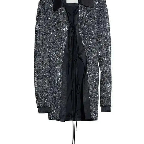 Load image into Gallery viewer, Sequins Shining Blazer Wide Leg Shorts Two Piece Suit New Lapel Long Sleeve Women Fashion Tide Spring Autumn 2025  1DH7070
